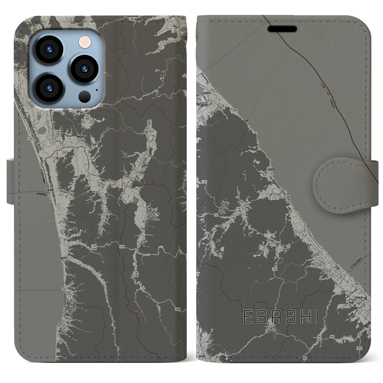 【枝幸（北海道）】地図柄iPhoneケース（手帳タイプ）