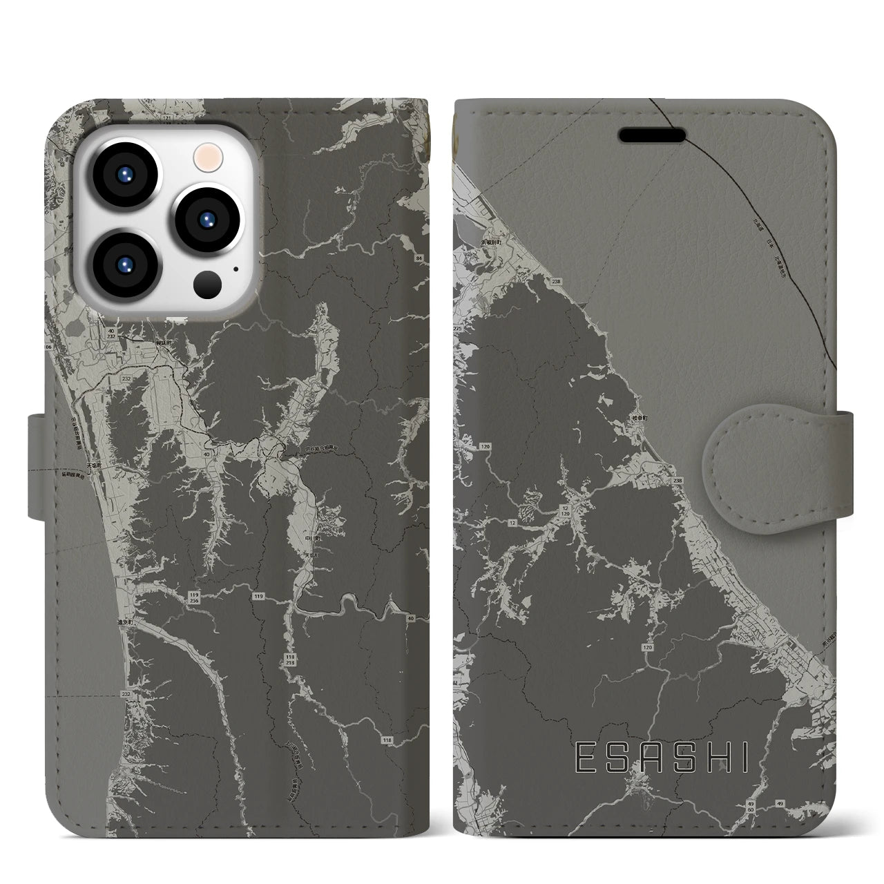 【枝幸（北海道）】地図柄iPhoneケース（手帳タイプ）