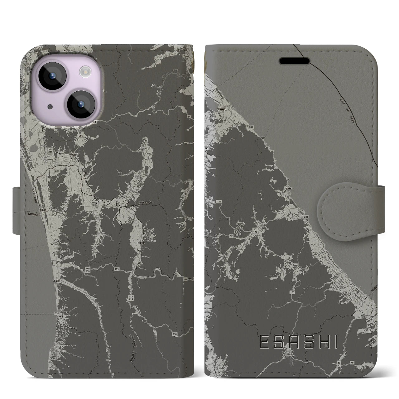 【枝幸（北海道）】地図柄iPhoneケース（手帳タイプ）