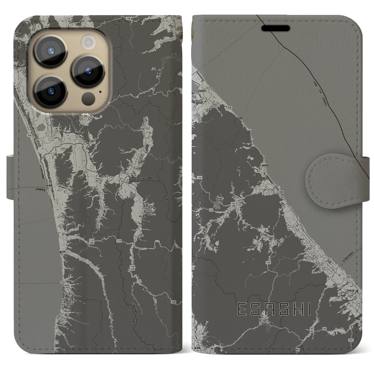 【枝幸（北海道）】地図柄iPhoneケース（手帳タイプ）