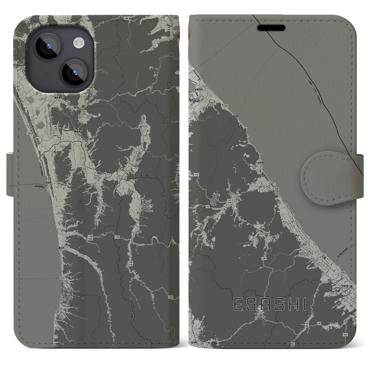 【枝幸（北海道）】地図柄iPhoneケース（手帳タイプ）