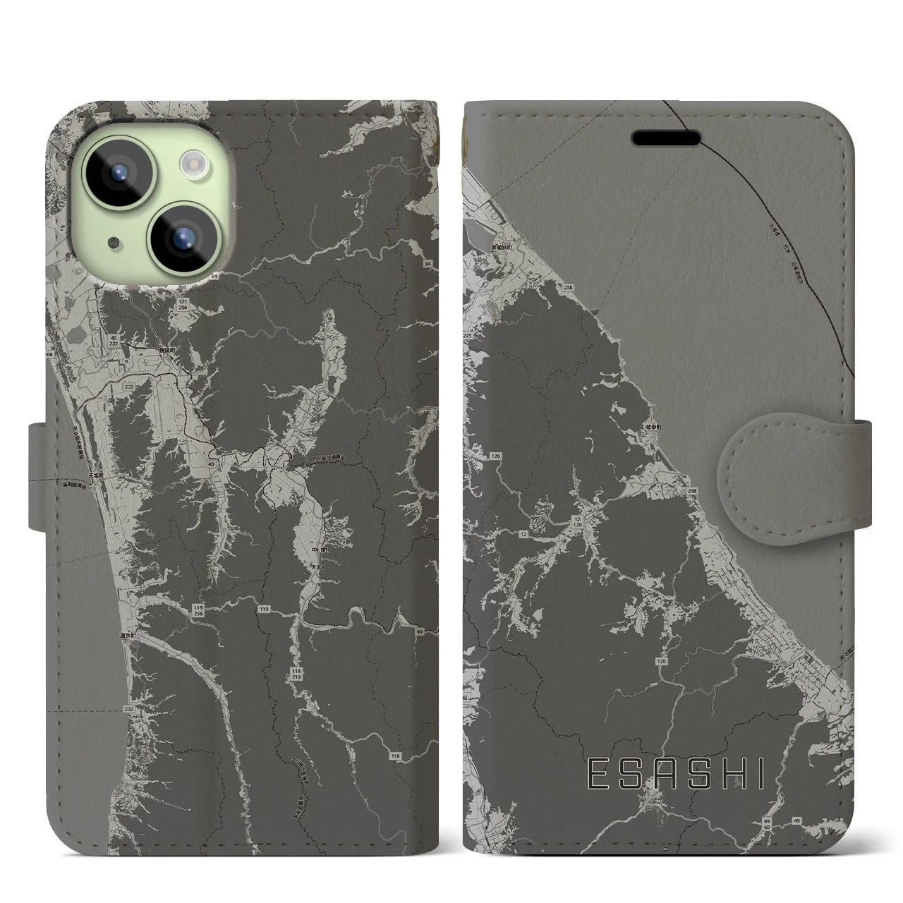 【枝幸（北海道）】地図柄iPhoneケース（手帳タイプ）