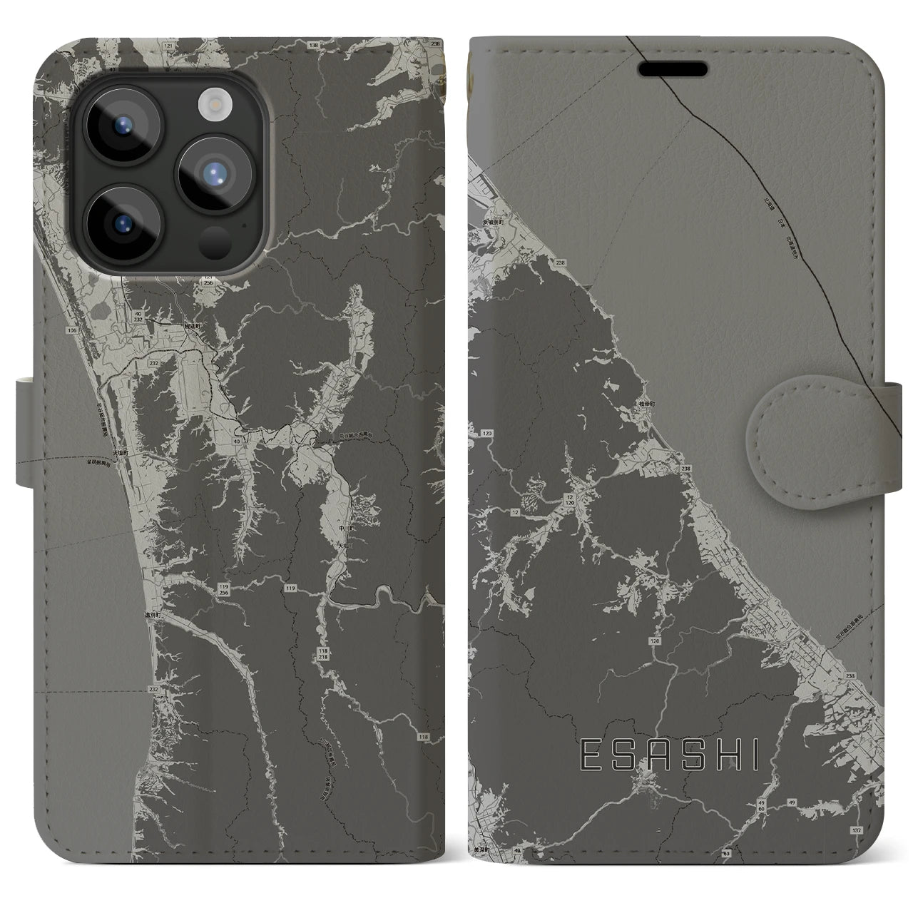 【枝幸（北海道）】地図柄iPhoneケース（手帳タイプ）