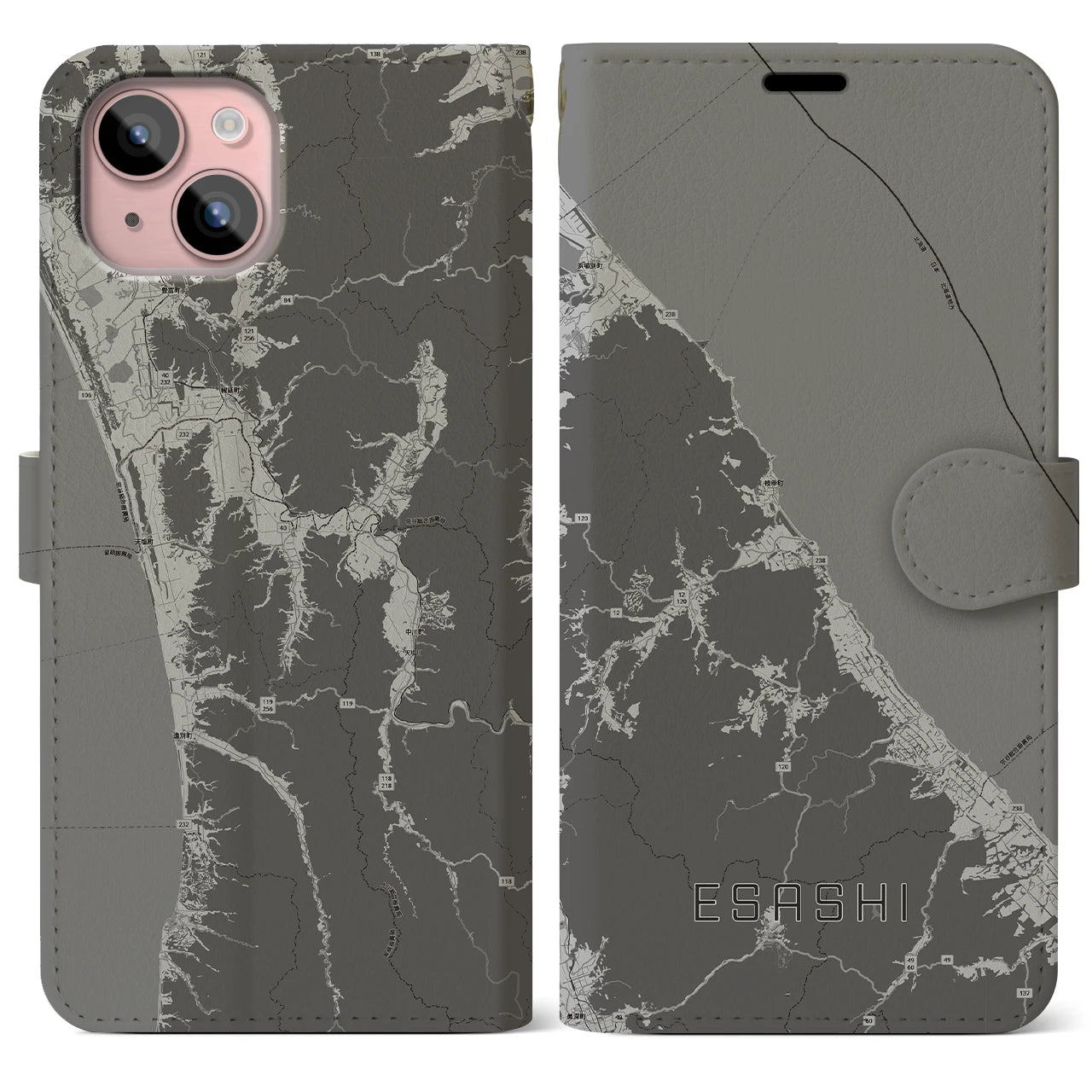 【枝幸（北海道）】地図柄iPhoneケース（手帳タイプ）