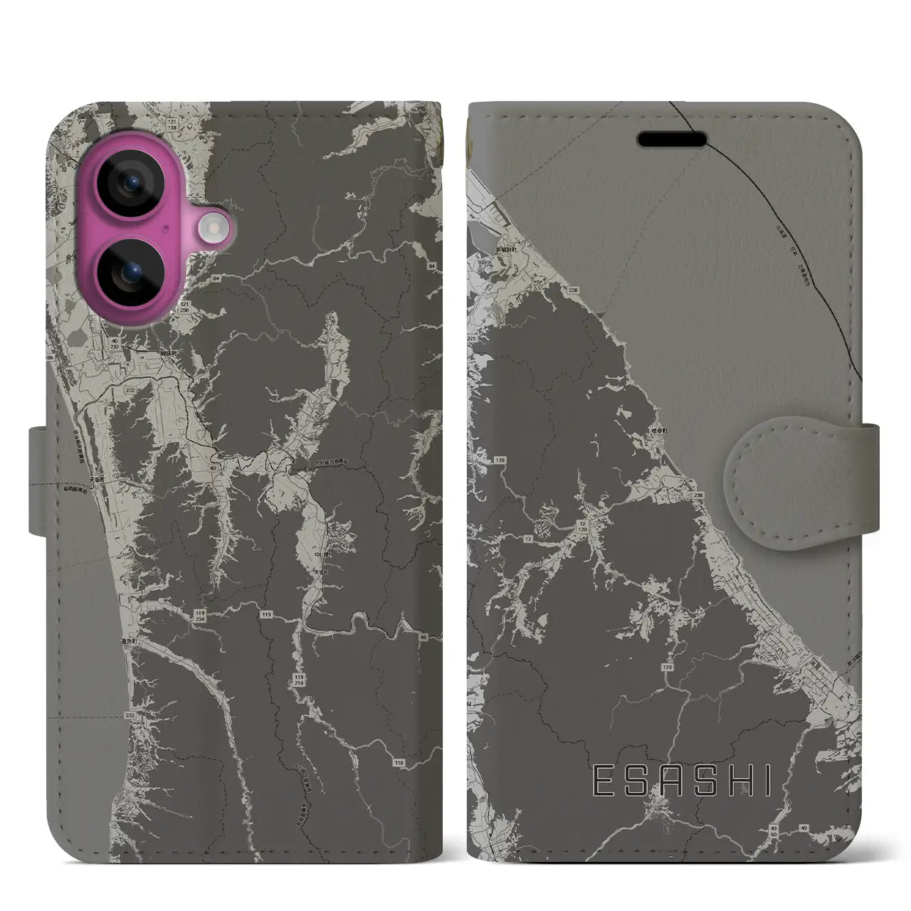 【枝幸（北海道）】地図柄iPhoneケース（手帳タイプ）