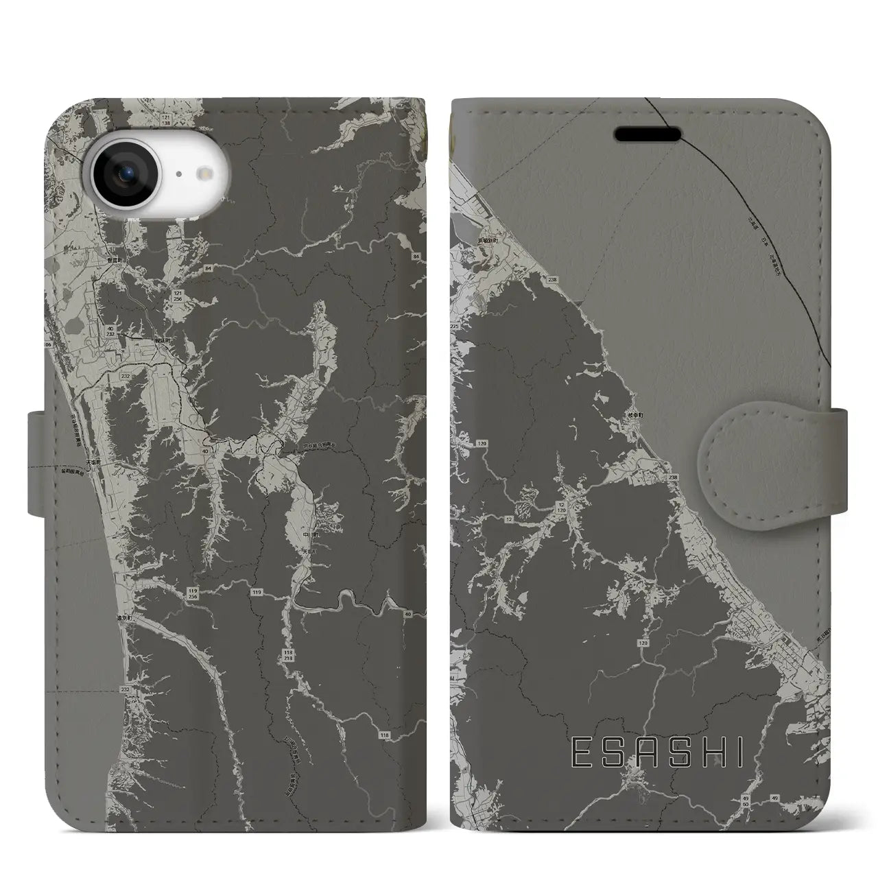 【枝幸（北海道）】地図柄iPhoneケース（手帳タイプ）