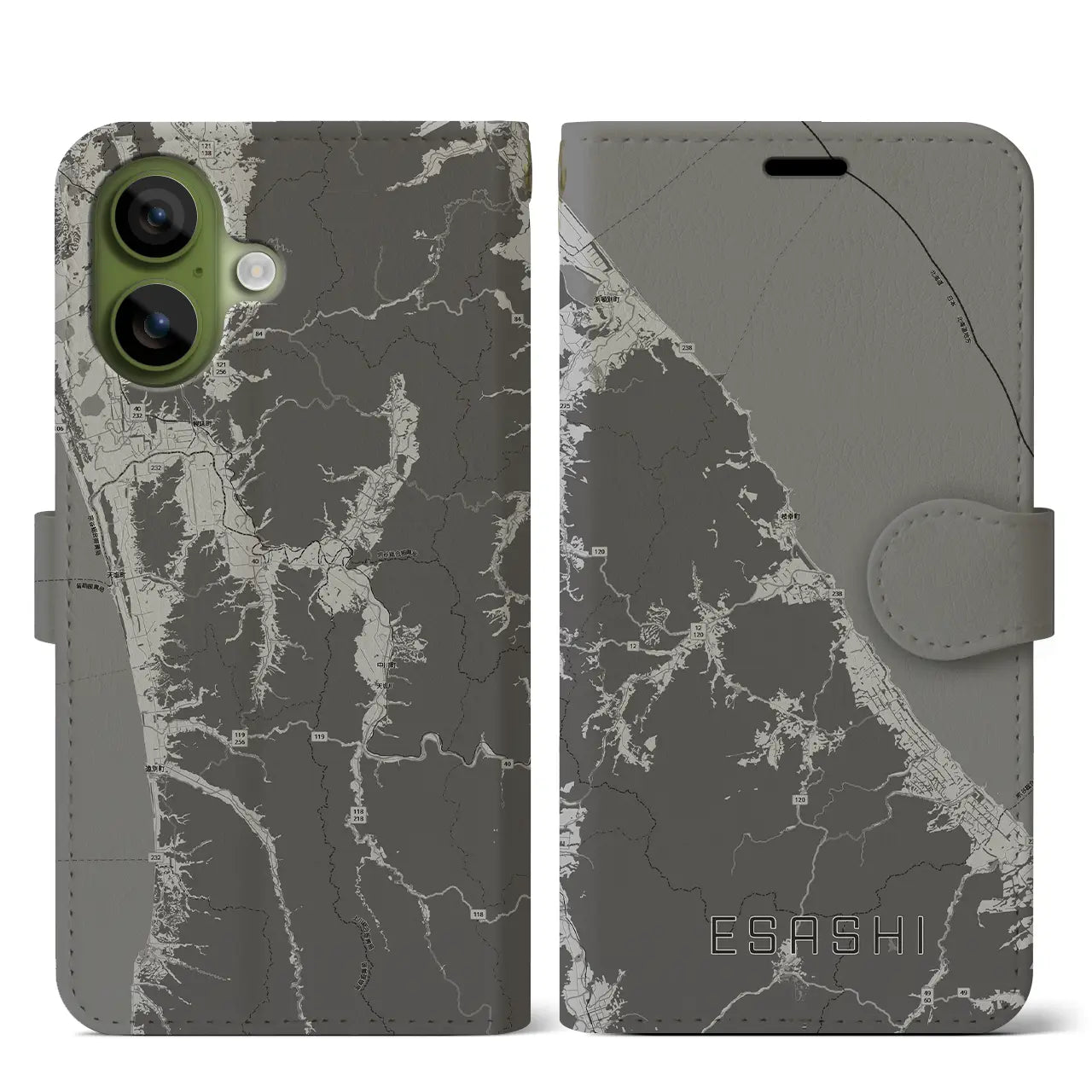 【枝幸（北海道）】地図柄iPhoneケース（手帳タイプ）