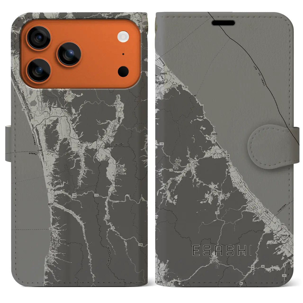 【枝幸（北海道）】地図柄iPhoneケース（手帳タイプ）