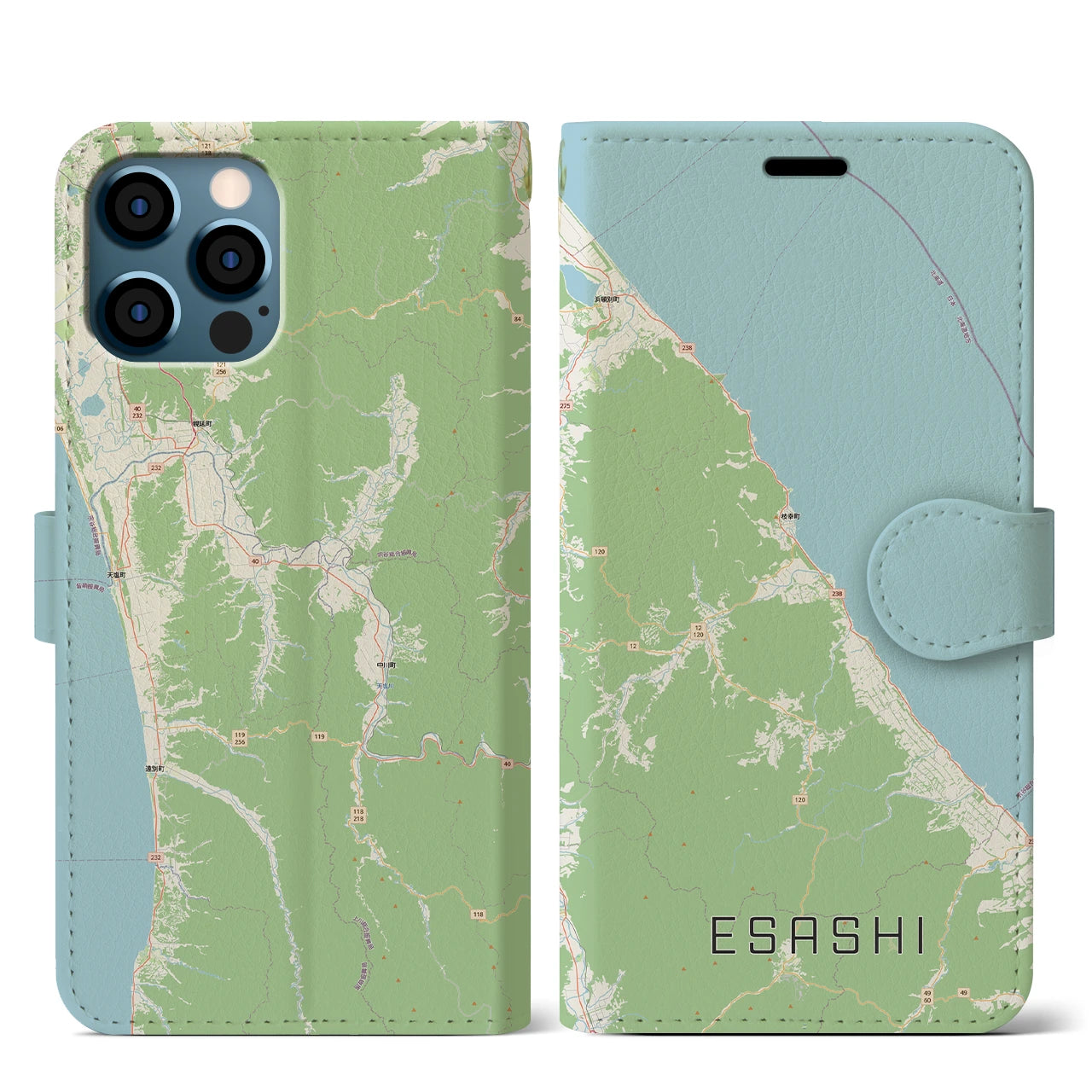 【枝幸（北海道）】地図柄iPhoneケース（手帳タイプ）