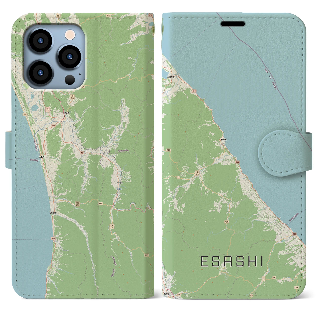 【枝幸（北海道）】地図柄iPhoneケース（手帳タイプ）