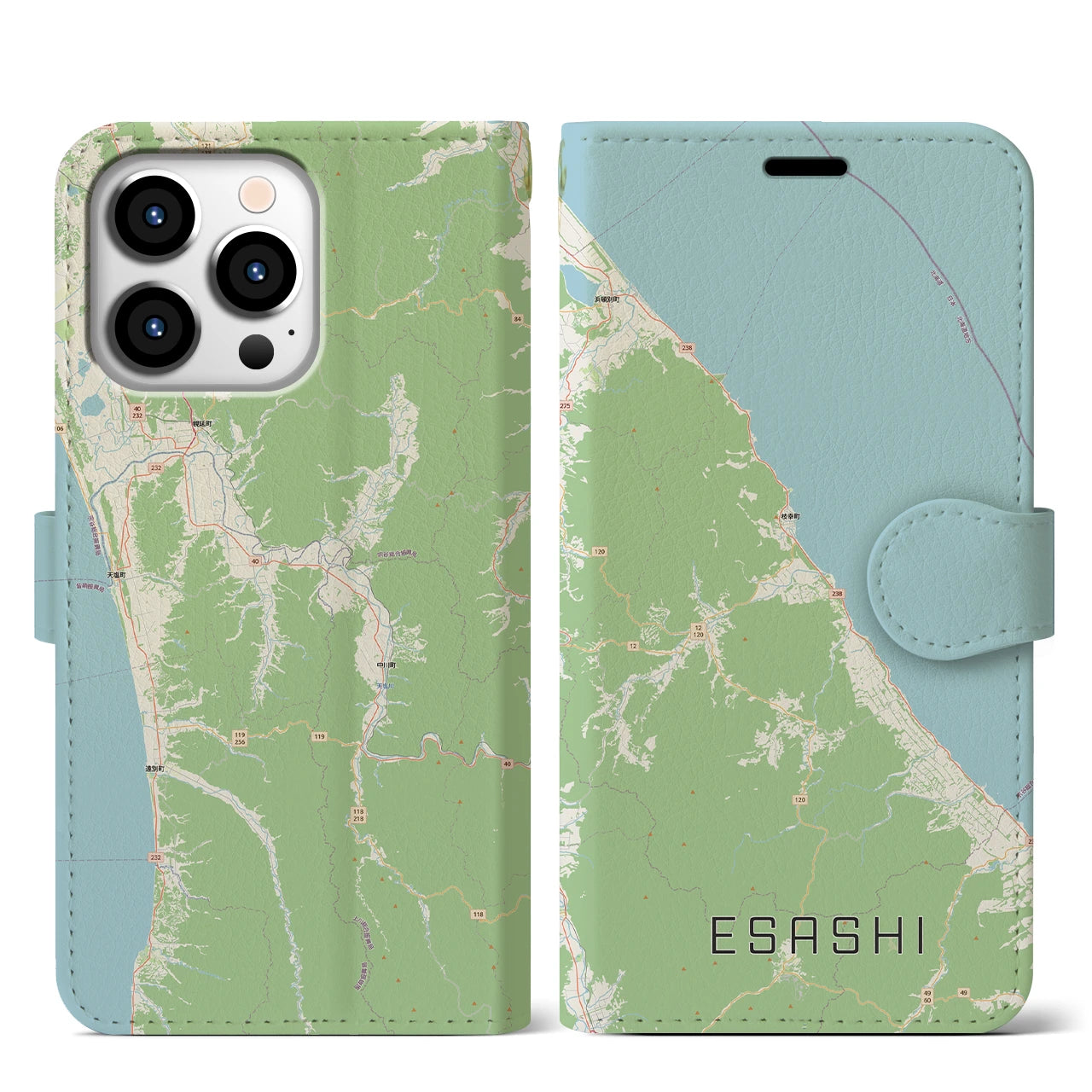【枝幸（北海道）】地図柄iPhoneケース（手帳タイプ）