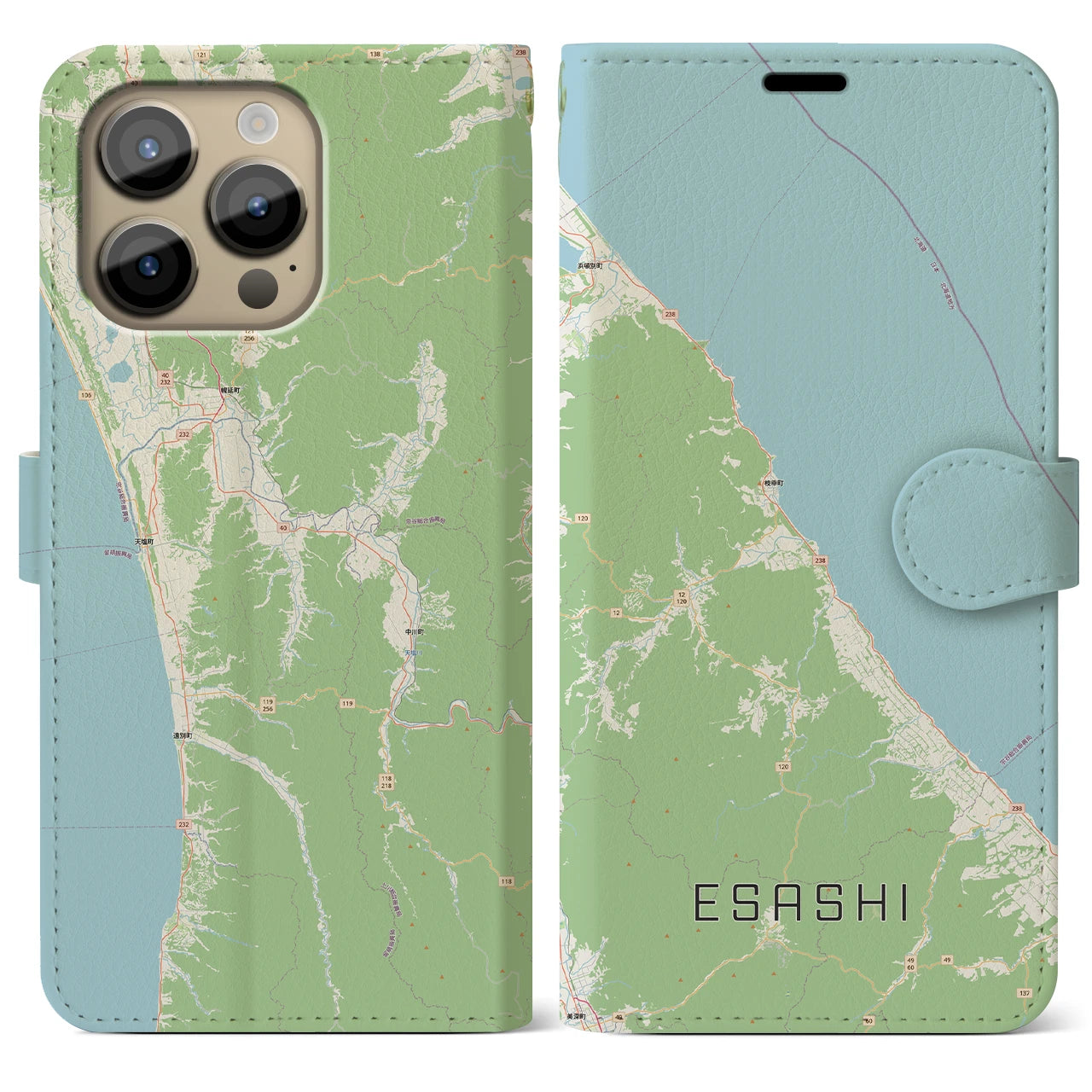 【枝幸（北海道）】地図柄iPhoneケース（手帳タイプ）