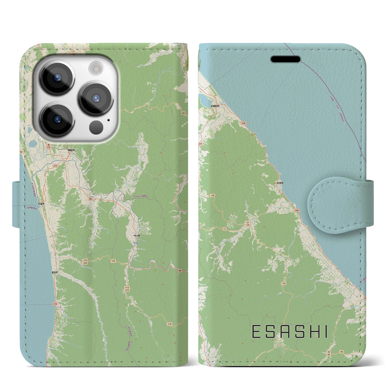 【枝幸（北海道）】地図柄iPhoneケース（手帳タイプ）