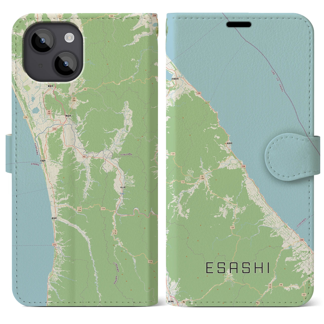 【枝幸（北海道）】地図柄iPhoneケース（手帳タイプ）