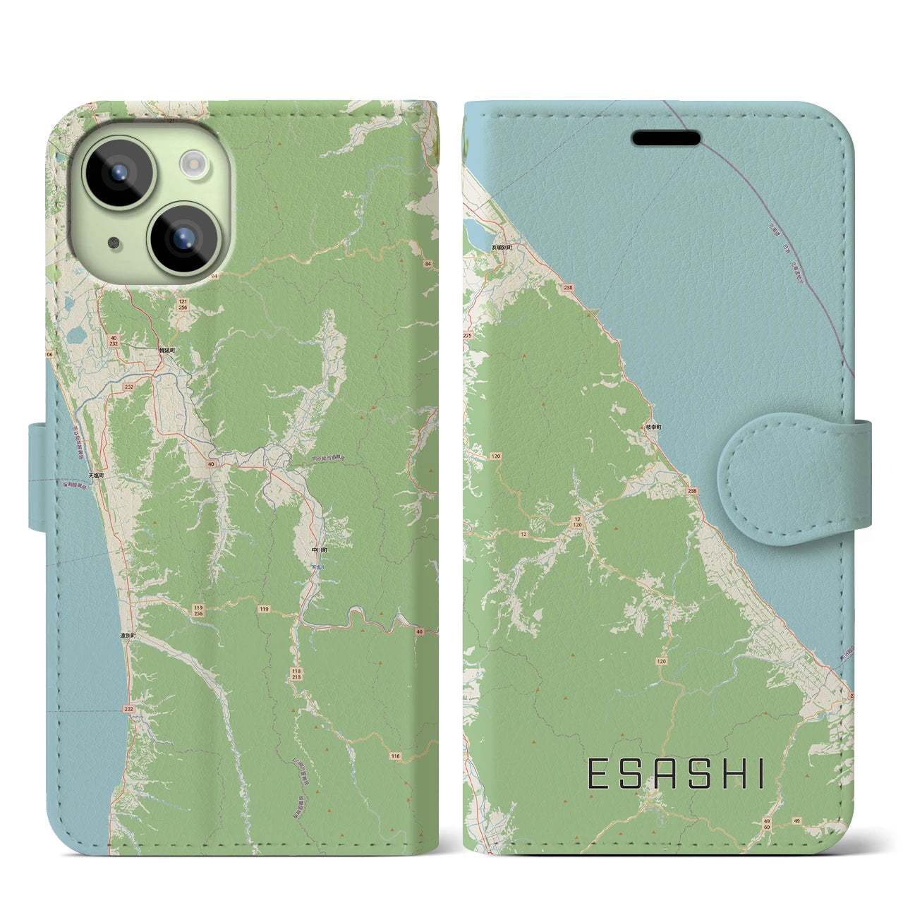 【枝幸（北海道）】地図柄iPhoneケース（手帳タイプ）