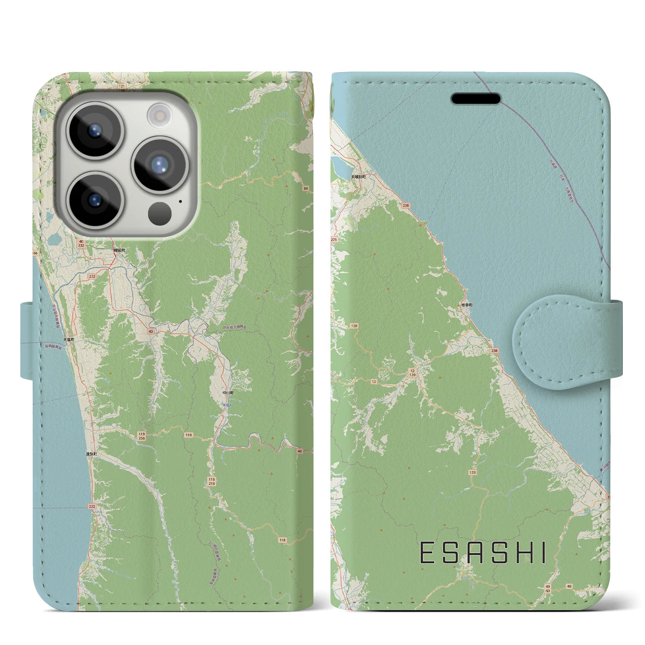 【枝幸（北海道）】地図柄iPhoneケース（手帳タイプ）