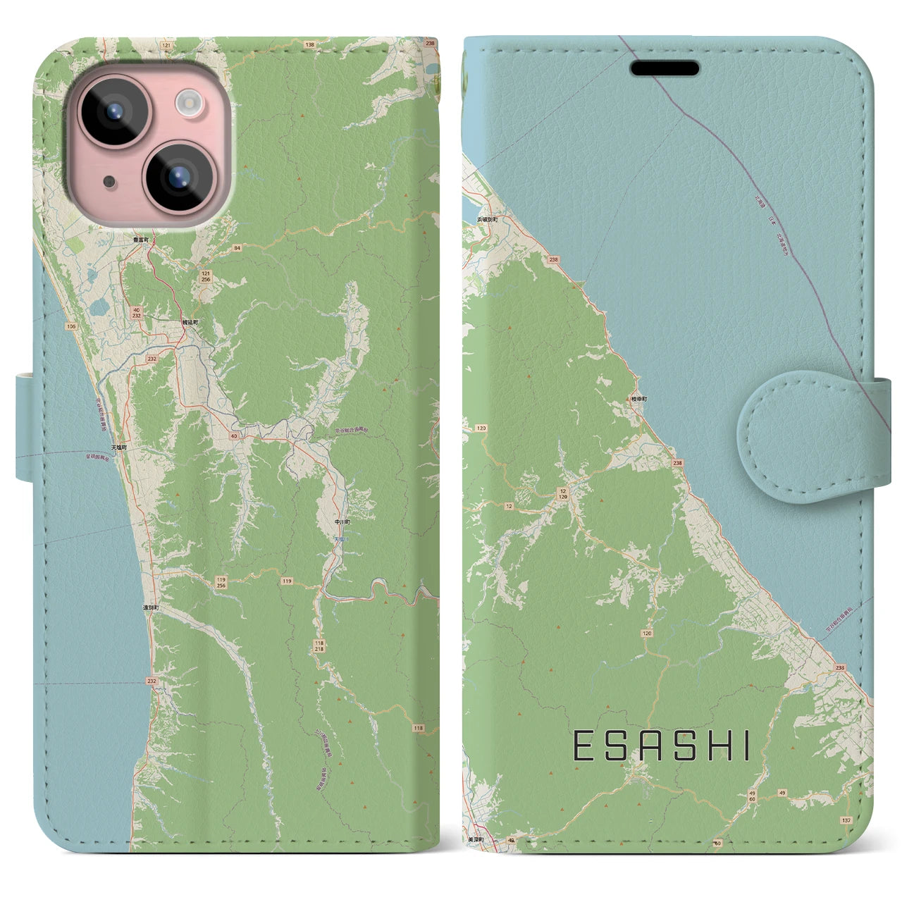 【枝幸（北海道）】地図柄iPhoneケース（手帳タイプ）