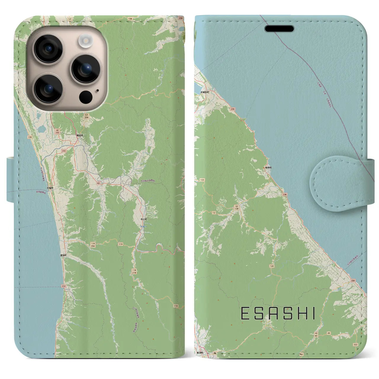 【枝幸（北海道）】地図柄iPhoneケース（手帳タイプ）