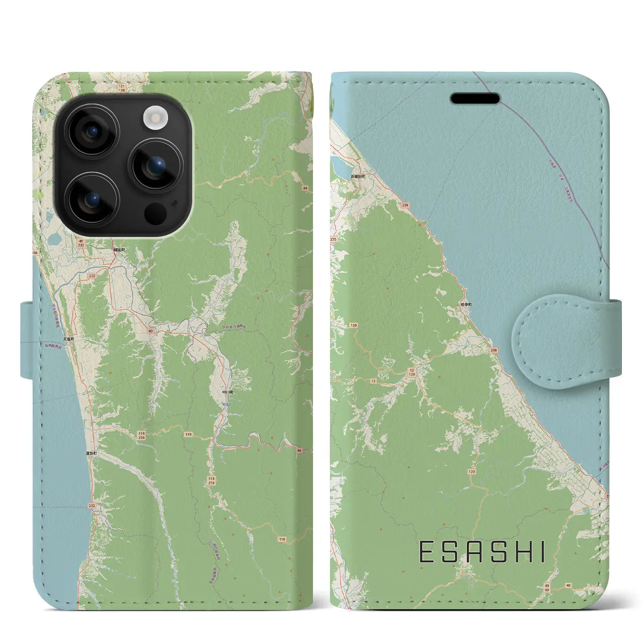 【枝幸（北海道）】地図柄iPhoneケース（手帳タイプ）