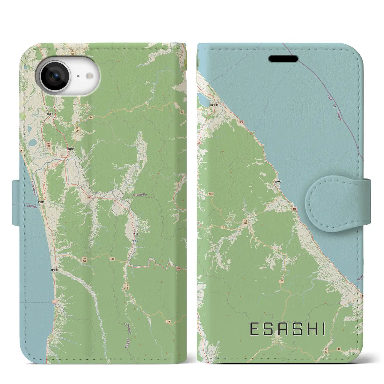 【枝幸（北海道）】地図柄iPhoneケース（手帳タイプ）