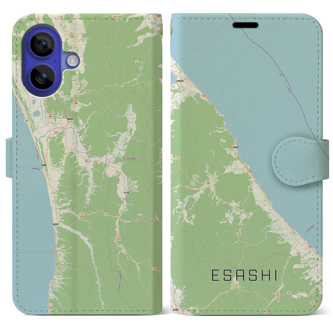 【枝幸（北海道）】地図柄iPhoneケース（手帳タイプ）
