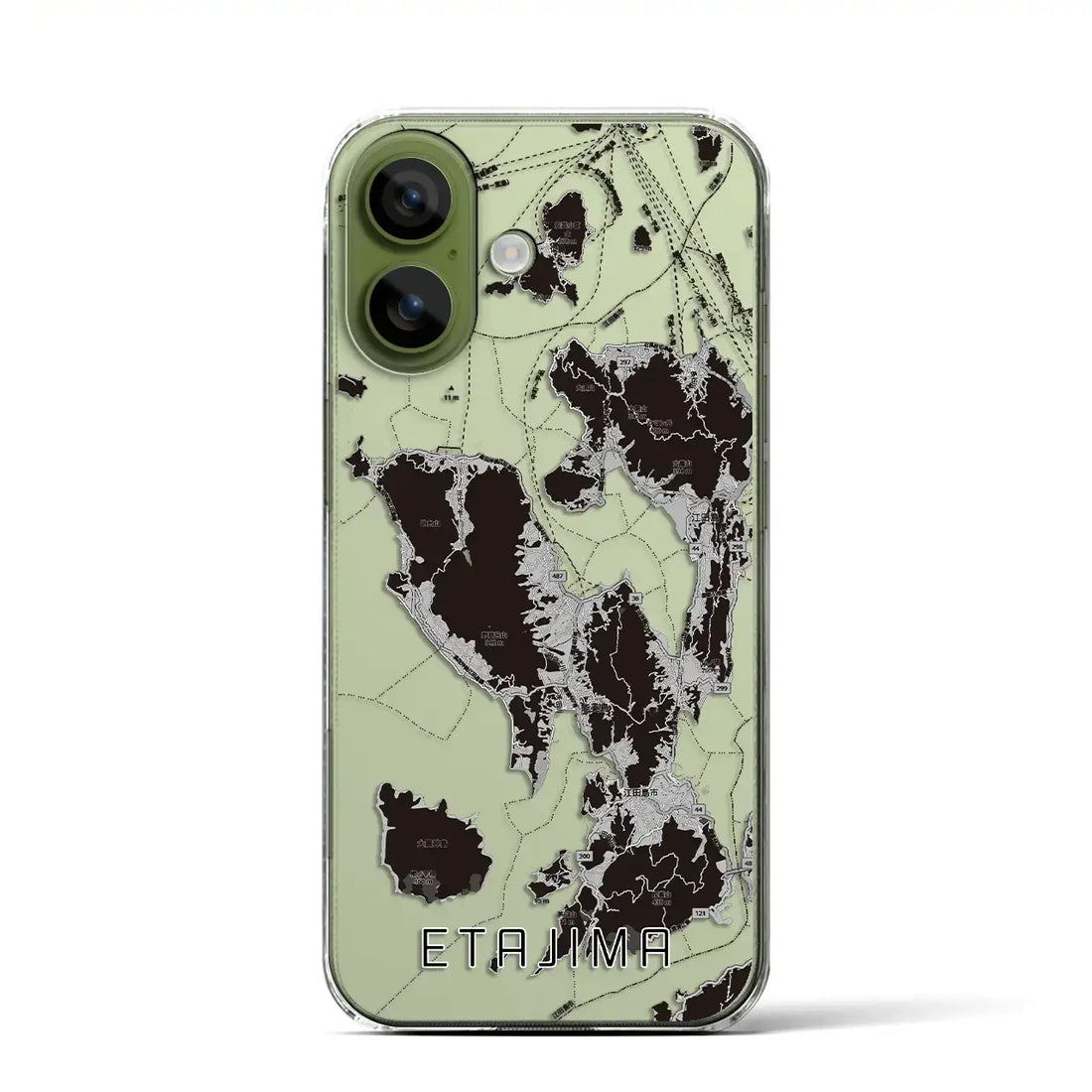 【江田島2（広島県）】地図柄iPhoneケース（クリアタイプ）モノトーン・iPhone 17 Pro Max 用