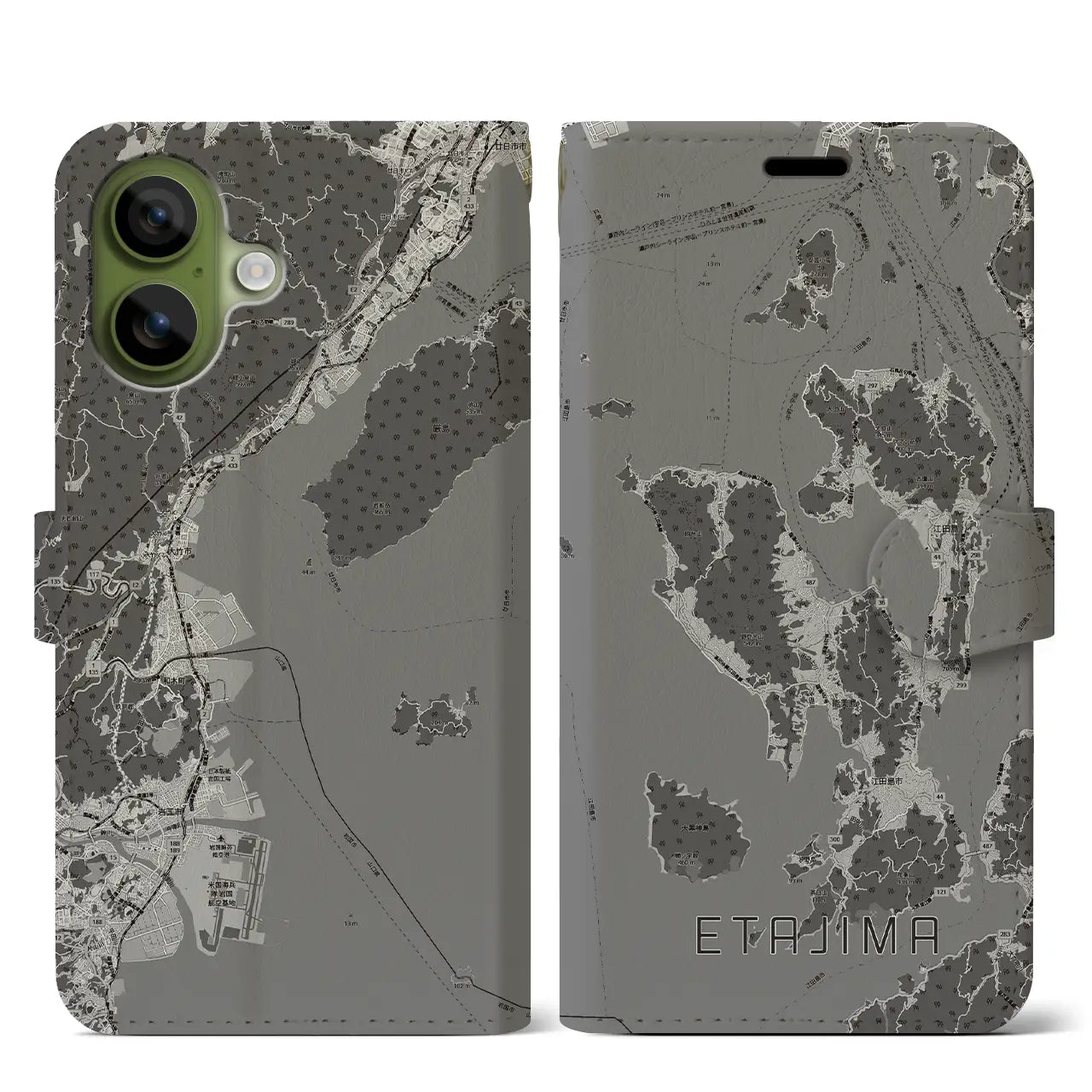 【江田島2（広島県）】地図柄iPhoneケース（手帳タイプ）