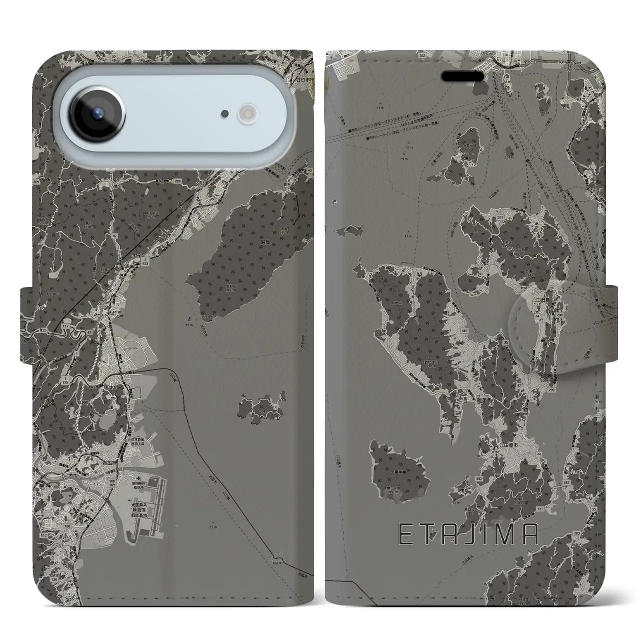 【江田島2（広島県）】地図柄iPhoneケース（手帳タイプ）