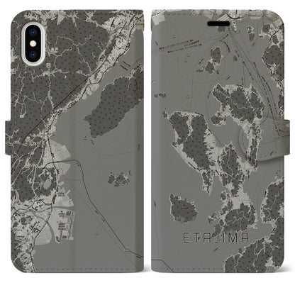 【江田島2（広島県）】地図柄iPhoneケース（手帳タイプ）