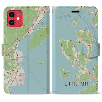 【江田島2（広島県）】地図柄iPhoneケース（手帳タイプ）