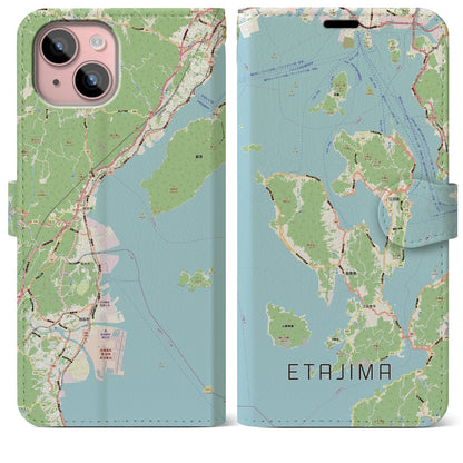 【江田島2（広島県）】地図柄iPhoneケース（手帳タイプ）