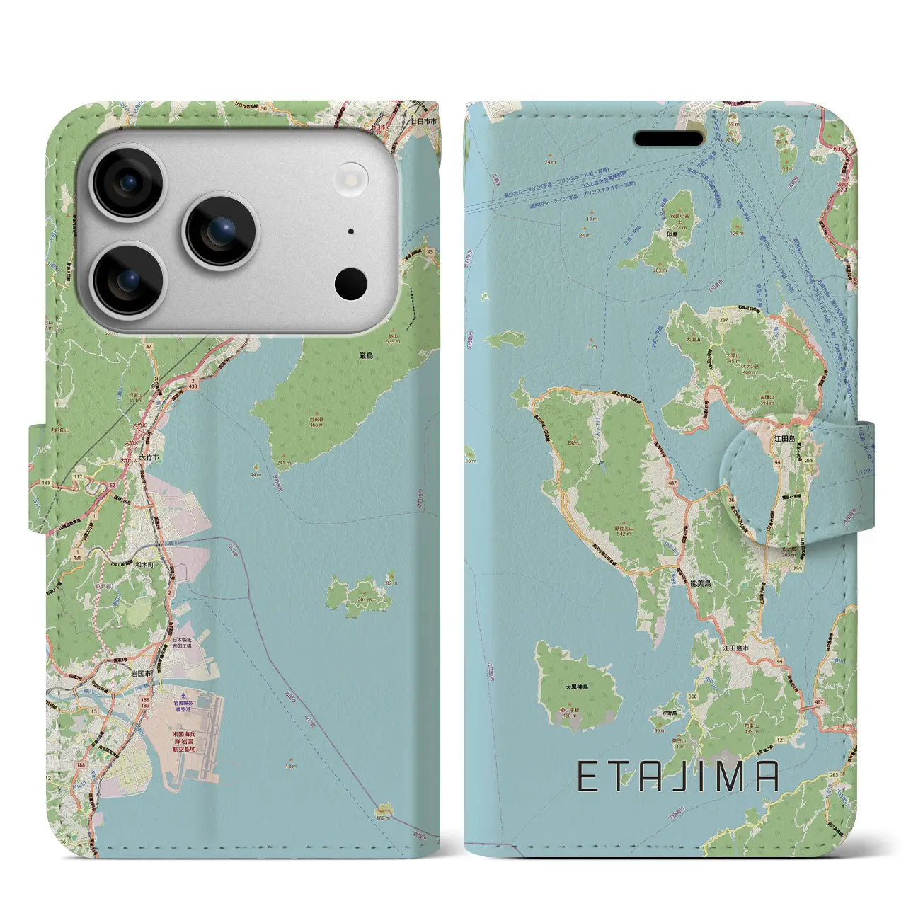 【江田島2（広島県）】地図柄iPhoneケース（手帳タイプ）