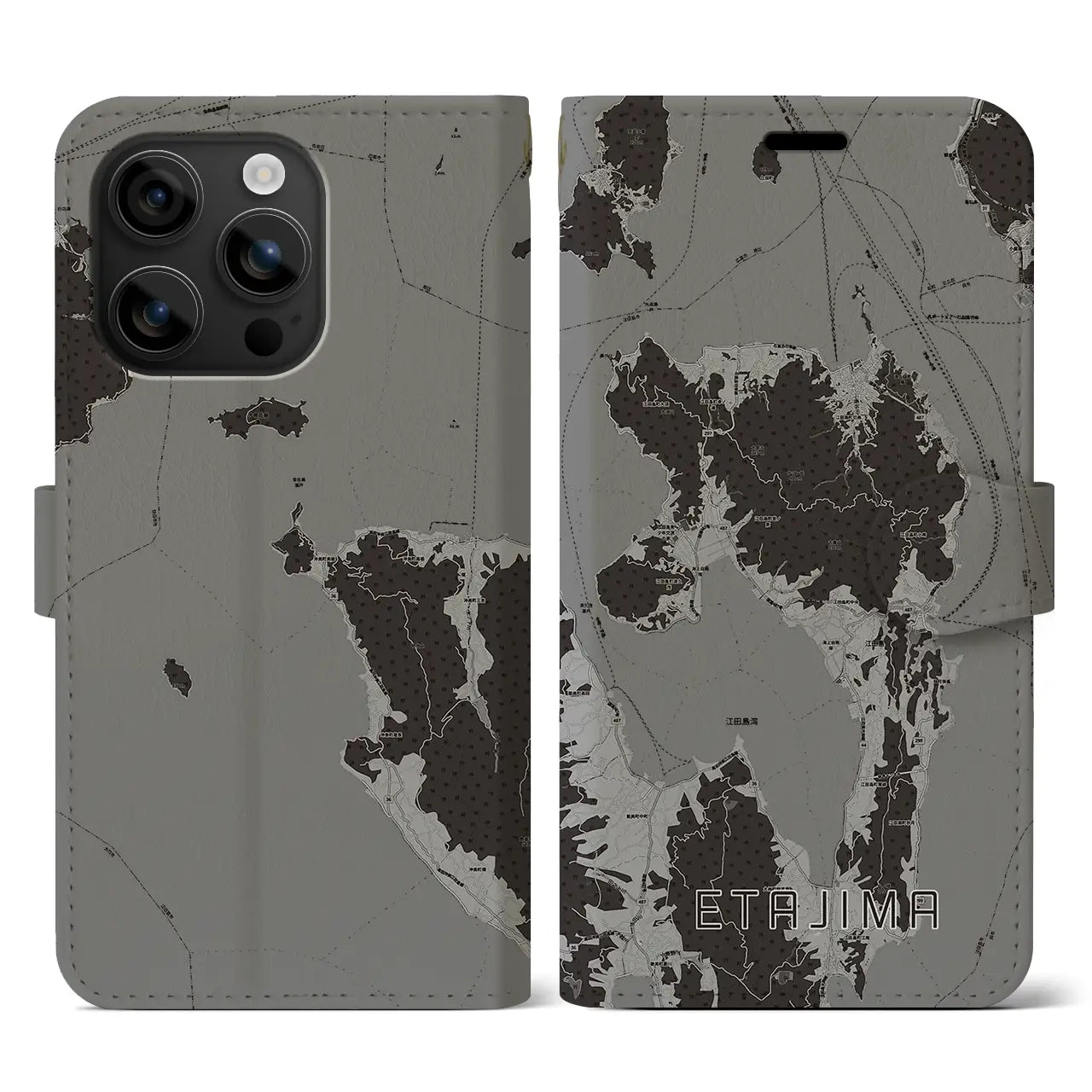 【江田島（広島県）】地図柄iPhoneケース（手帳タイプ）