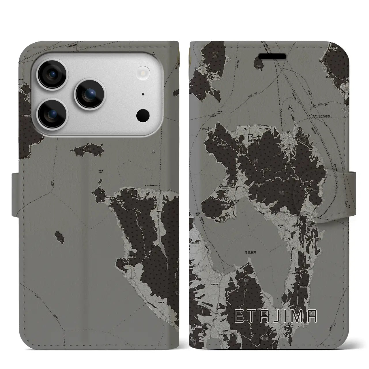 【江田島（広島県）】地図柄iPhoneケース（手帳タイプ）