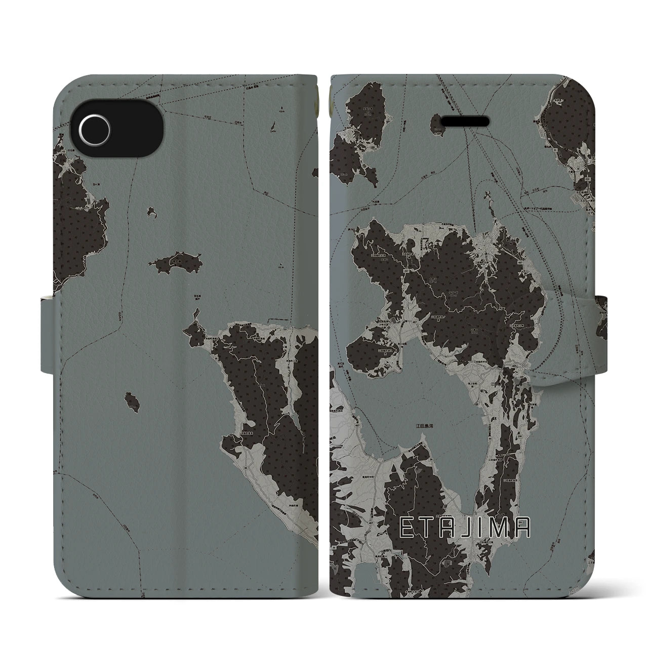 【江田島（広島県）】地図柄iPhoneケース（手帳タイプ）