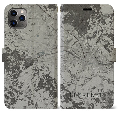 【フィレンツェ（イタリア）】地図柄iPhoneケース（手帳タイプ）モノトーン・iPhone 11 Pro Max 用