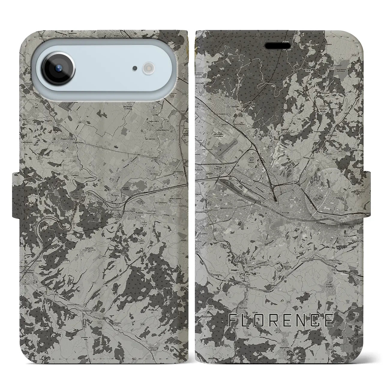 【フィレンツェ（イタリア）】地図柄iPhoneケース（手帳タイプ）