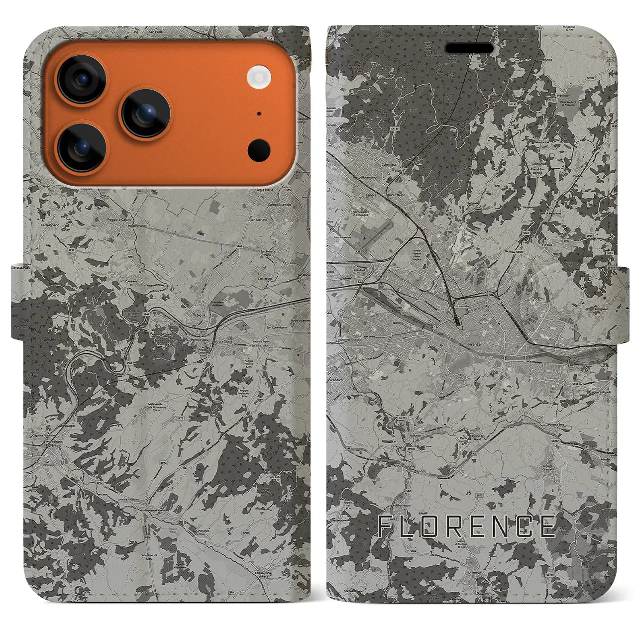 【フィレンツェ（イタリア）】地図柄iPhoneケース（手帳タイプ）