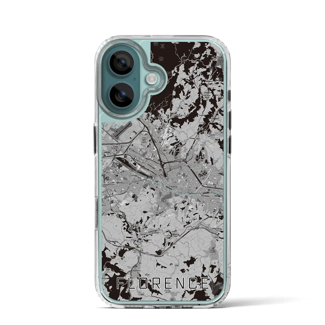 【フィレンツェ(イタリア)】地図柄iPhoneケース(MagSafeタイプ)モノトーン・iPhone 16 Pro 用