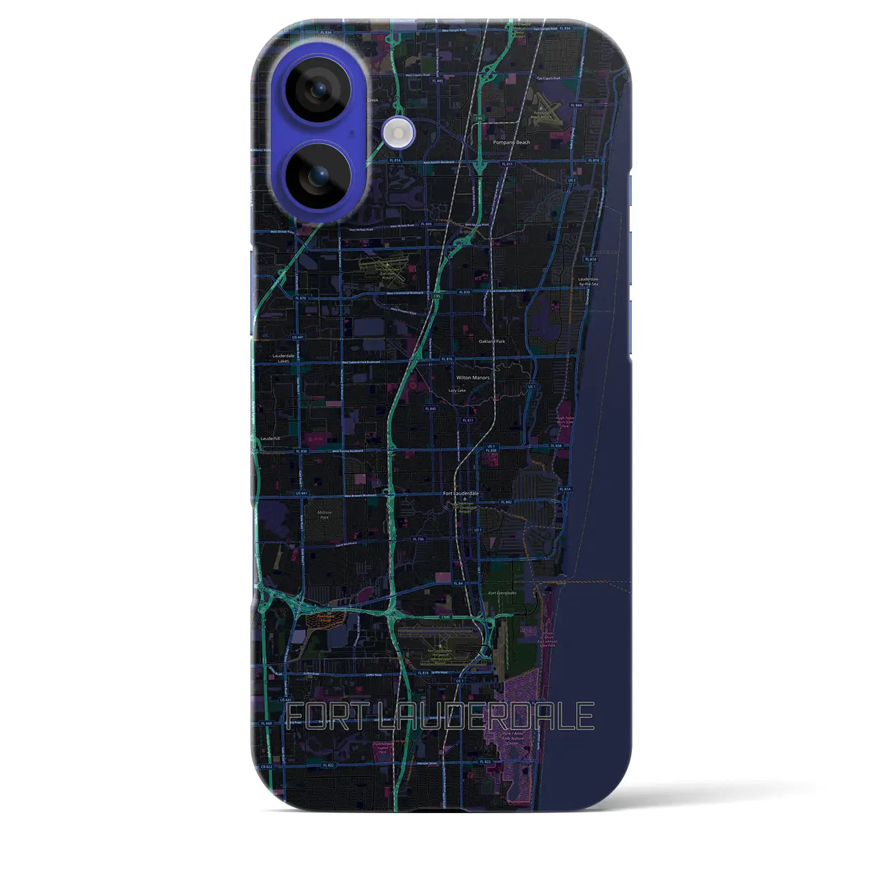 【フォートローダーデール（アメリカ）】地図柄iPhoneケース（バックカバータイプ）