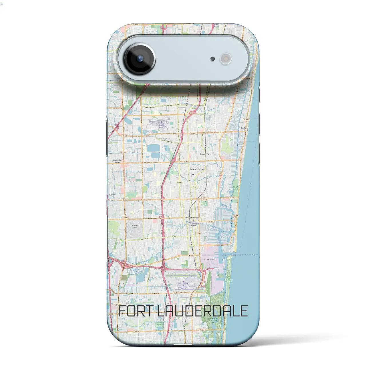 【フォートローダーデール（アメリカ）】地図柄iPhoneケース（バックカバータイプ）ナチュラル・iPhone 17 Pro Max 用