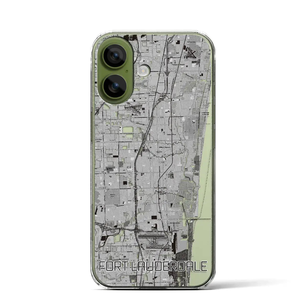 【フォートローダーデール（アメリカ）】地図柄iPhoneケース（クリアタイプ）