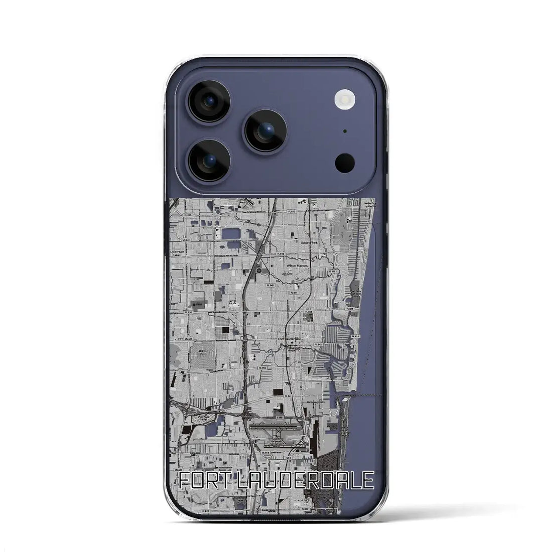 【フォートローダーデール(アメリカ)】地図柄iPhoneケース(クリアタイプ)
