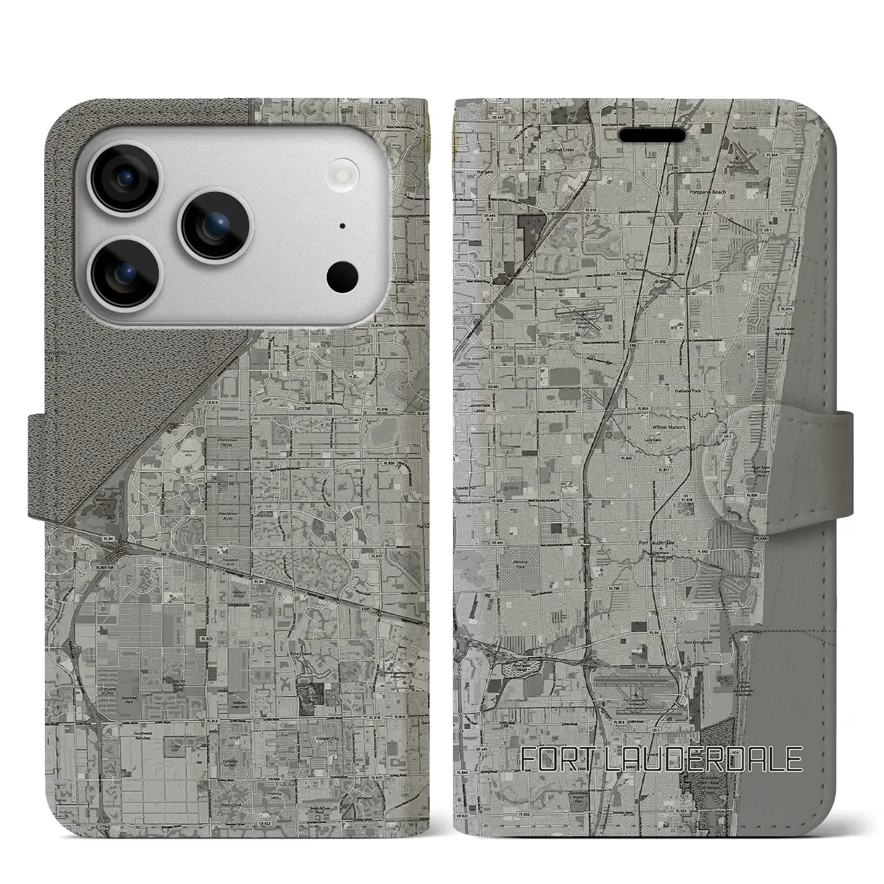 【フォートローダーデール（アメリカ）】地図柄iPhoneケース（手帳タイプ）