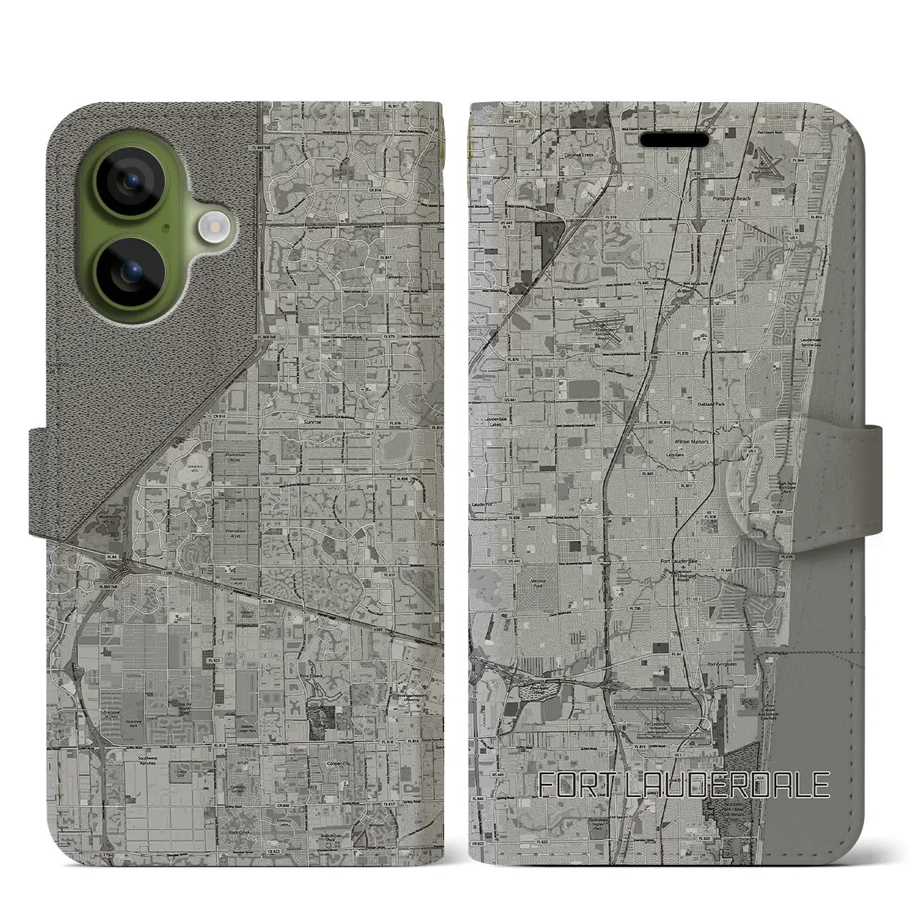 【フォートローダーデール（アメリカ）】地図柄iPhoneケース（手帳タイプ）