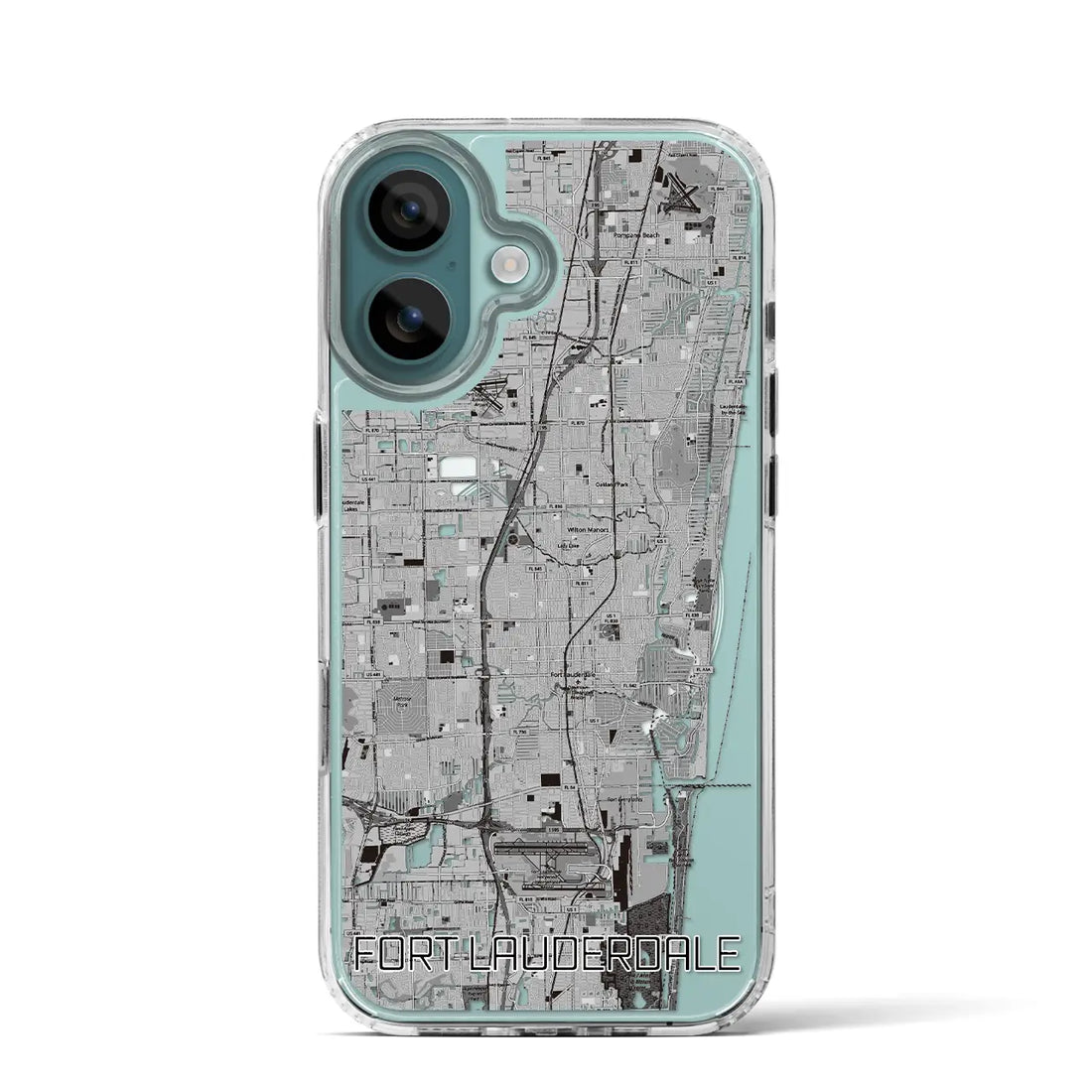 【フォートローダーデール（アメリカ）】地図柄iPhoneケース（MagSafeタイプ）モノトーン・iPhone 16 Pro 用