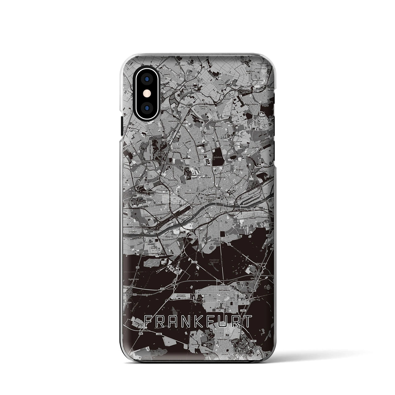 【フランクフルト（ドイツ）】地図柄iPhoneケース（クリアタイプ）モノトーン・iPhone XS / X 用