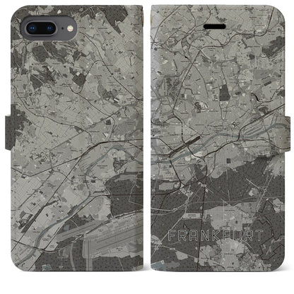 【フランクフルト（ドイツ）】地図柄iPhoneケース（手帳タイプ）モノトーン・iPhone 8Plus /7Plus / 6sPlus / 6Plus 用