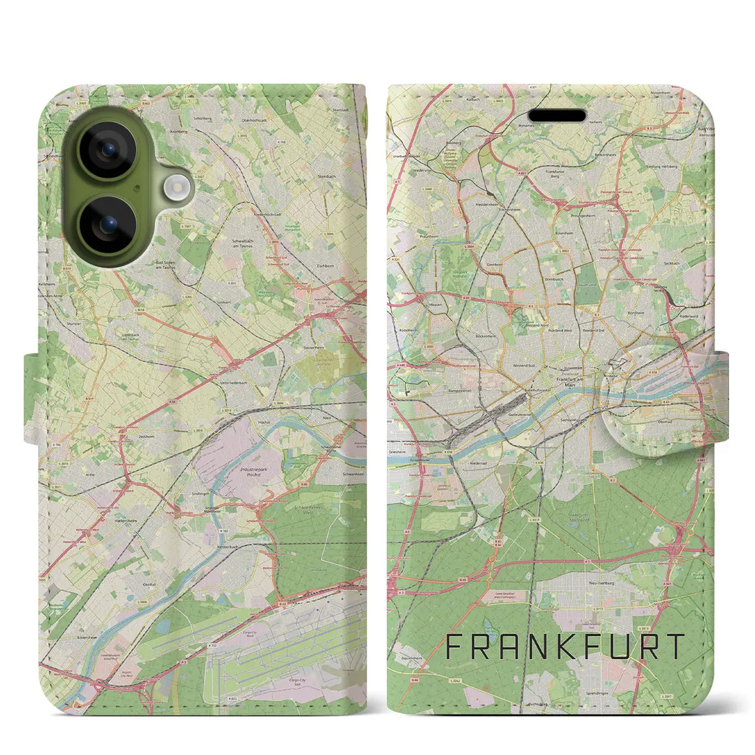 【フランクフルト（ドイツ）】地図柄iPhoneケース（手帳タイプ）ナチュラル・iPhone 17 Pro Max 用