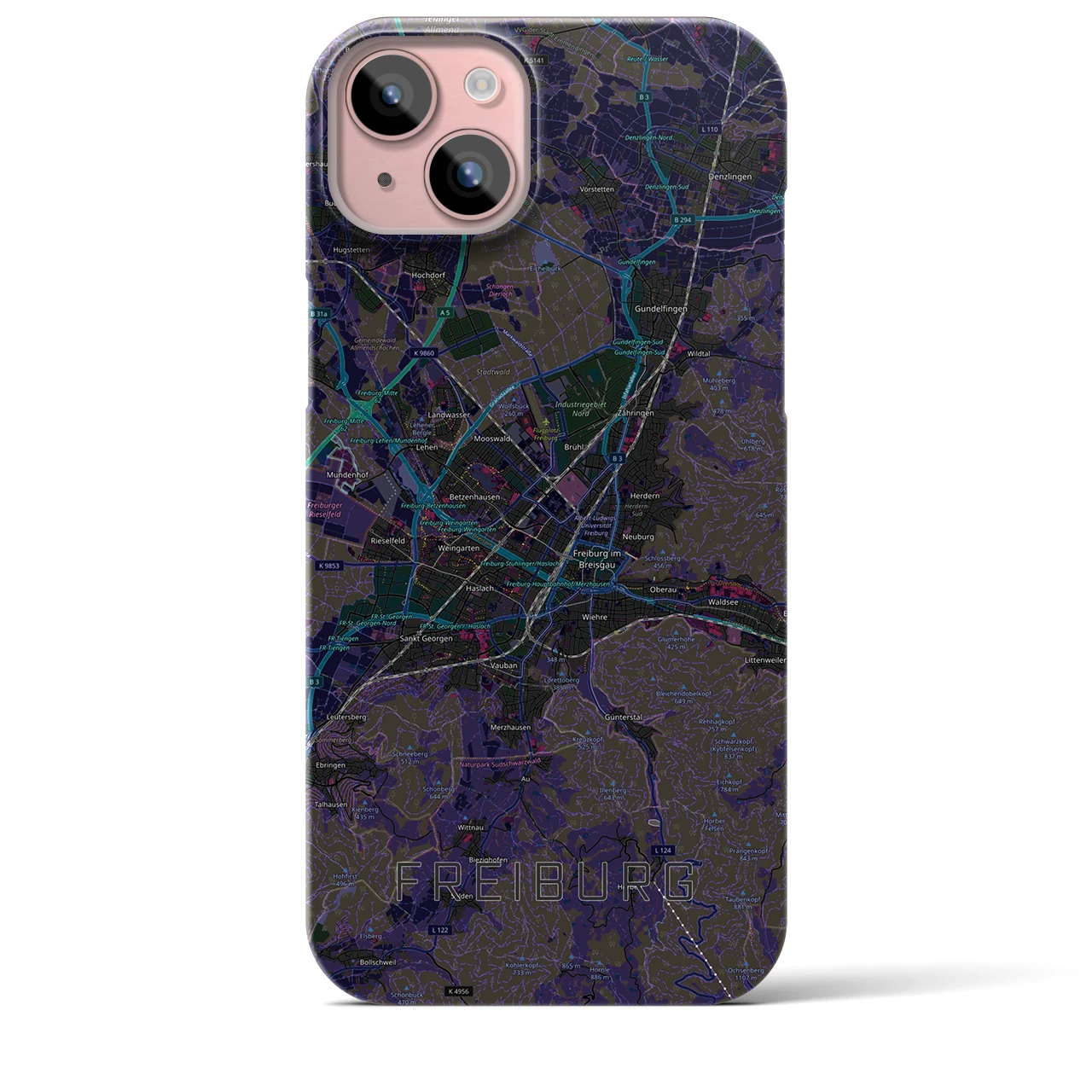 【フライブルク（ドイツ）】地図柄iPhoneケース（バックカバータイプ）